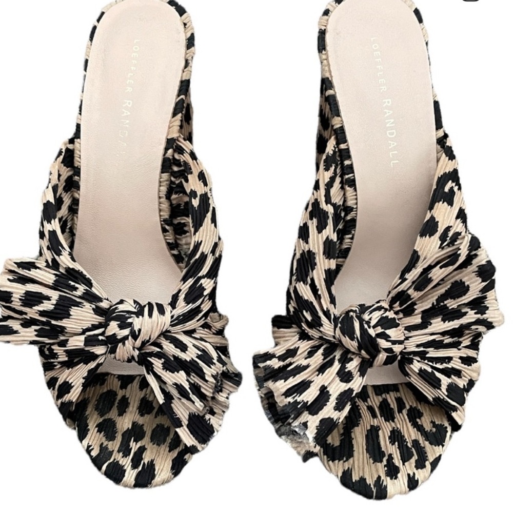 New Loeffler Randall Women's leopard Penny Knot Mule High Heel sz 9 brand new